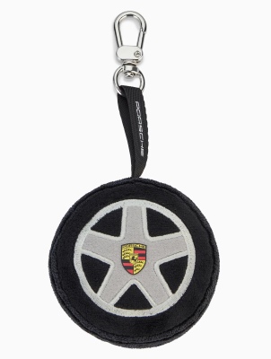 Плюшевый брелок для ключей Porsche Plush Wheel Key Keyring, Grey/Black